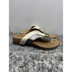 Taos Shoes Womens 39 8.5 Sun Queen Sandals Toe Thong Slip On Two Tone Comfort